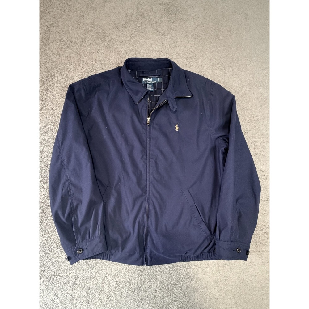 Polo Ralph Lauren Jacket Mens Large Blue Full Zip Lined Windbreaker Preppy